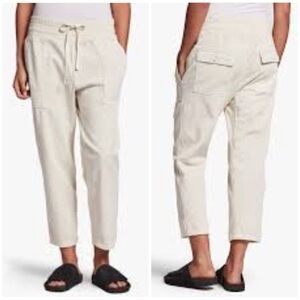 James Perse Alabaster Pigment Ivory Cream Cropped Mixed Media Pant 2